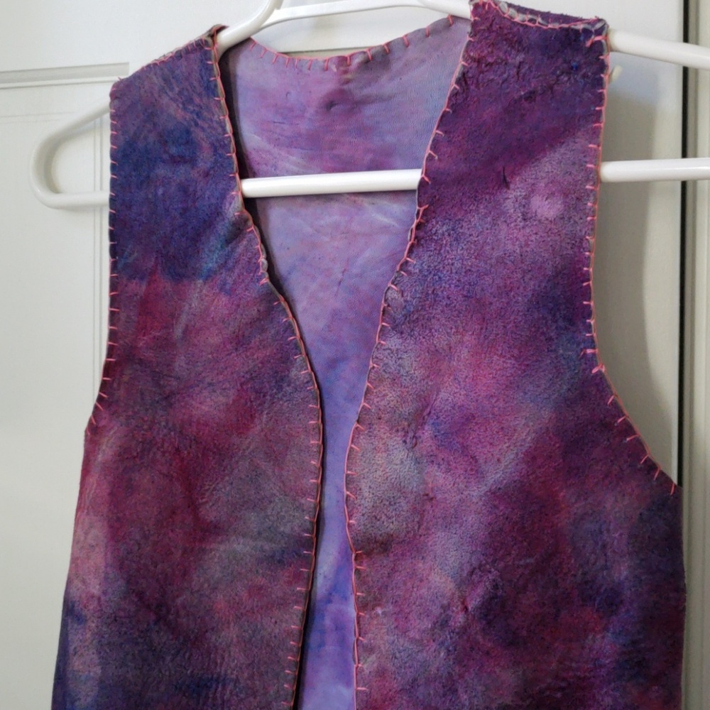 Purple Leather Vest Handmade Perfect Beautiful